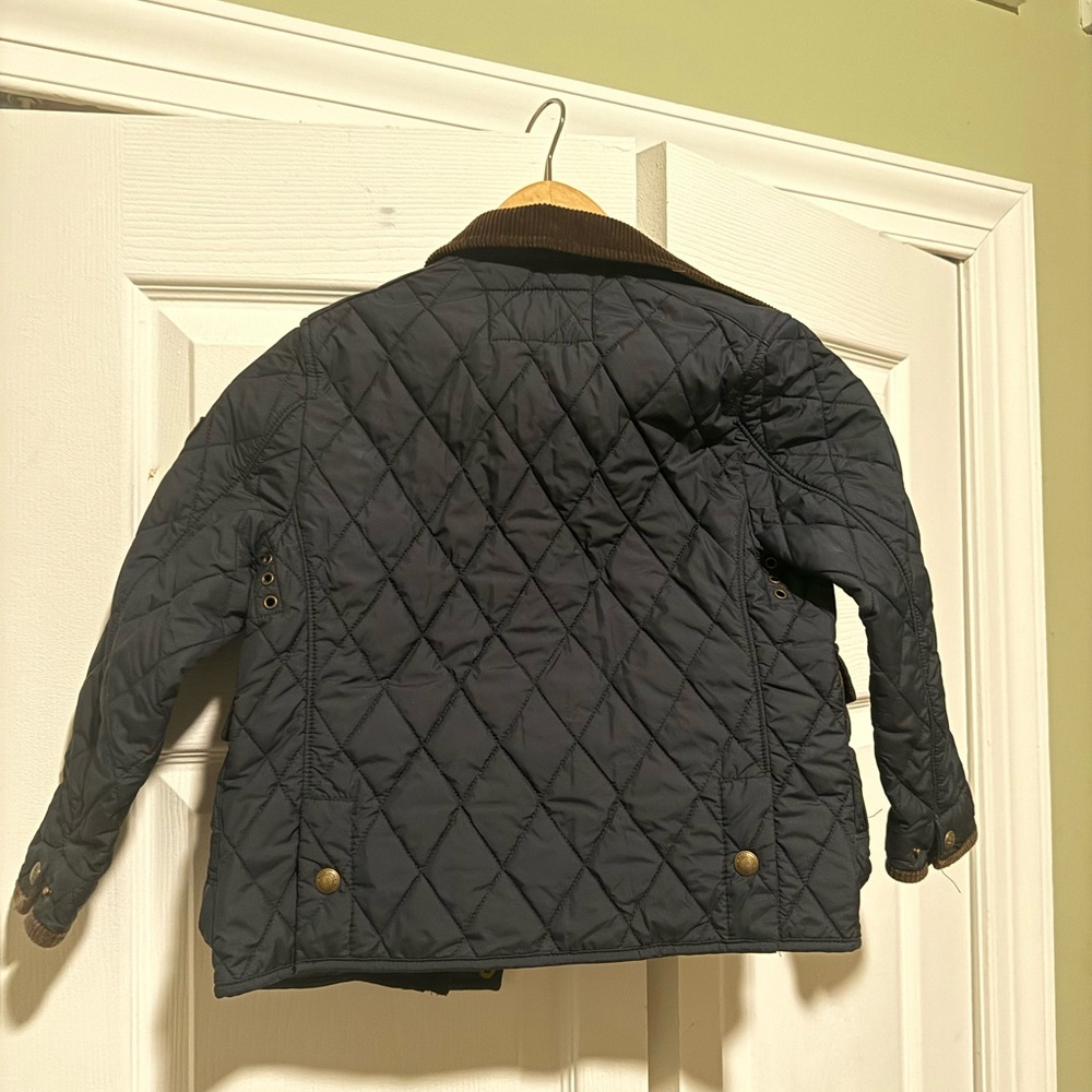 Ralph Lauren Navy Quilted Jacket with Brown Collar - Picture 4 of 9